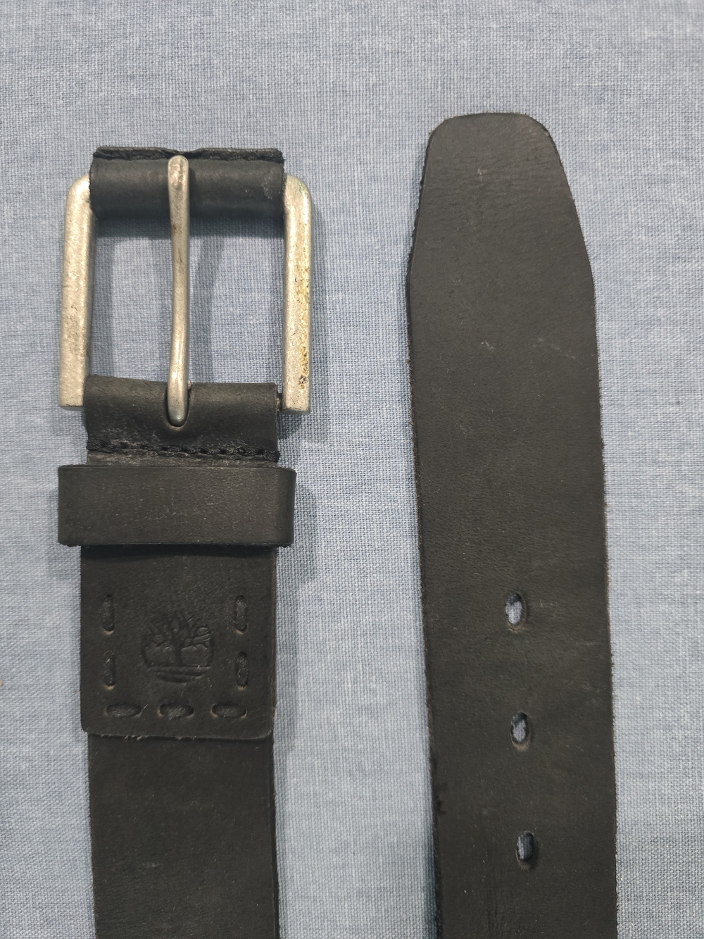 Timberland Black Leather Men's Belt with Silver Buckle